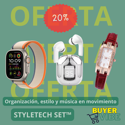 StyleTech Set™ - KIT SMARTWATCH + AUDÍFONOS + RELOJ ANALÓGICO