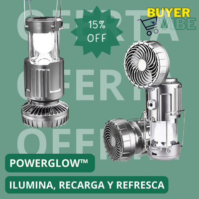 POWER GLOW™ - Lampara Led Solar Con Ventilador